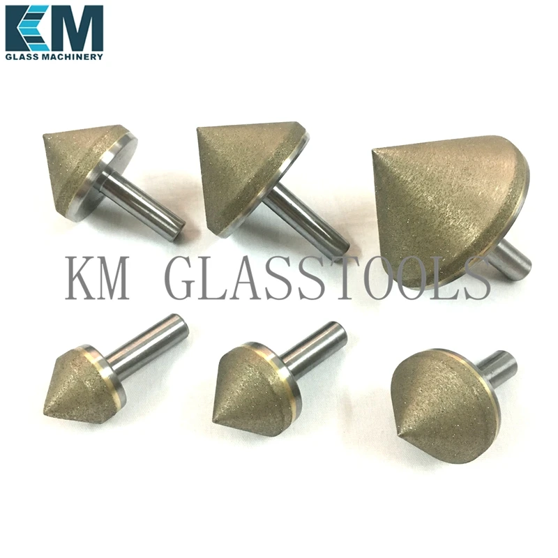 Free Shipping!Diameter 10mm~80mm,Straight shank Diamond countersink complete cone for glass arrissing.Customized products.