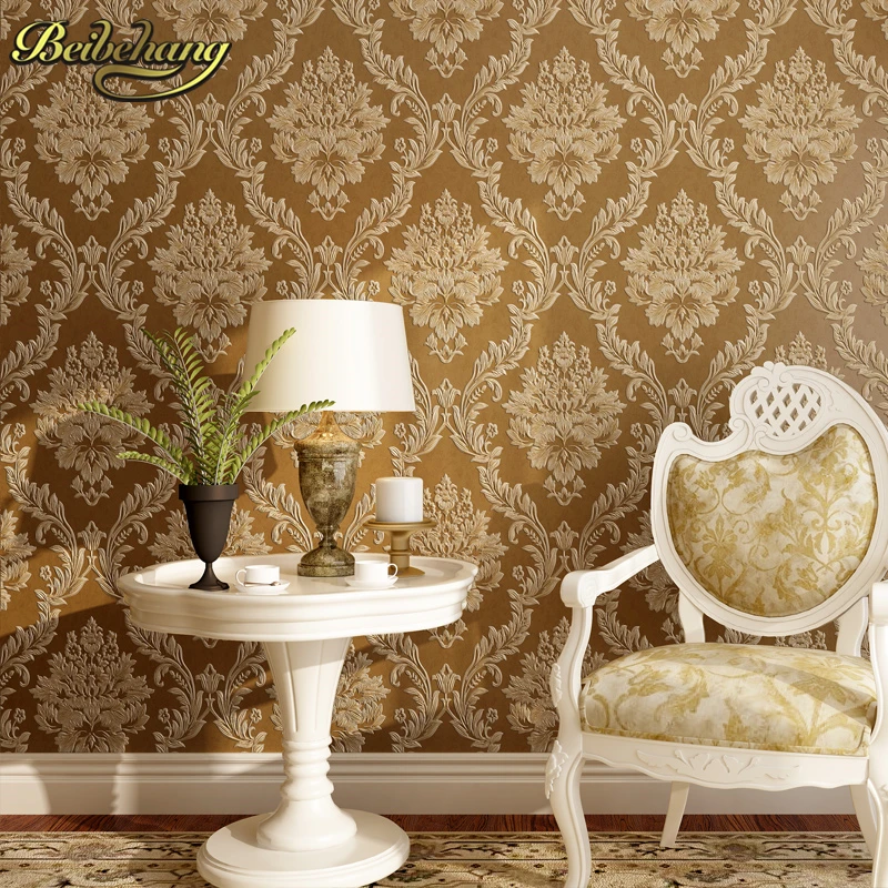 

beibehang Wallpapers roll European Damascus papel de parede 3d Stereoscopic Thick Background Wall Paper for Living Room Bedroom