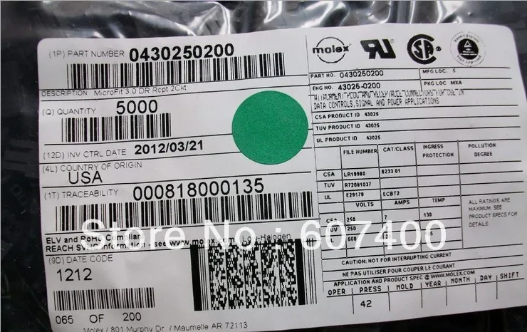 

0430250200 CONN RECEPT 2POS 3MM VERT DUAL 43025-0200 Connectors terminals housings 100% new and original parts 430250200