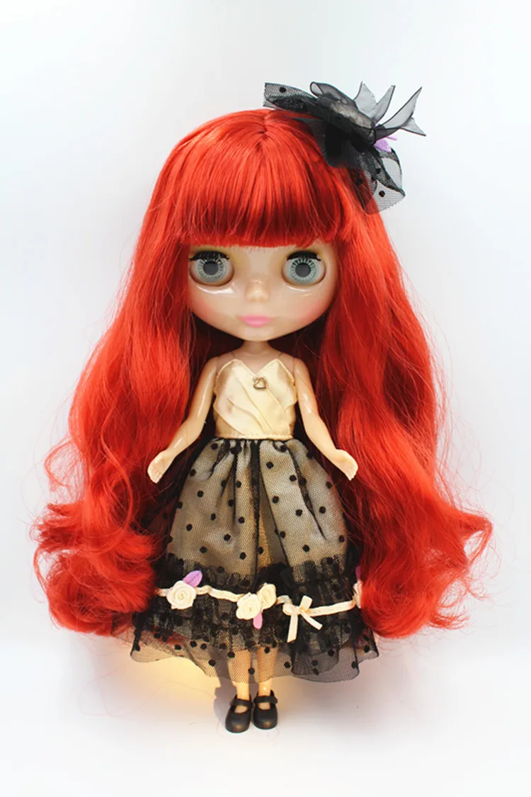 

Blygirl Doll Rose red curly hair bangs 30CM Doll 1/6 Blyth Doll body Fashion Can refit makeup Fashion doll White skin