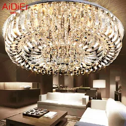 New flush mount K9 crystal modern minimalist lamp living room remote control chandelier Dia80*h35cm fixture TYI-001