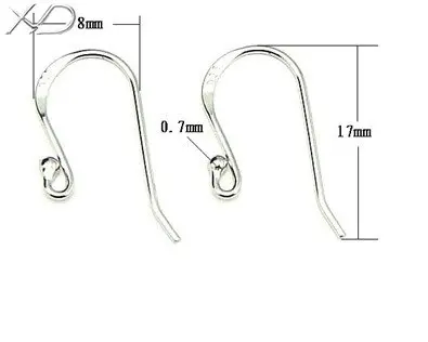 

New Designed!10pairs of Genuine Solid Sterling 925 Silver Hooks 8x17mm Silver Earring Finding For jewelry