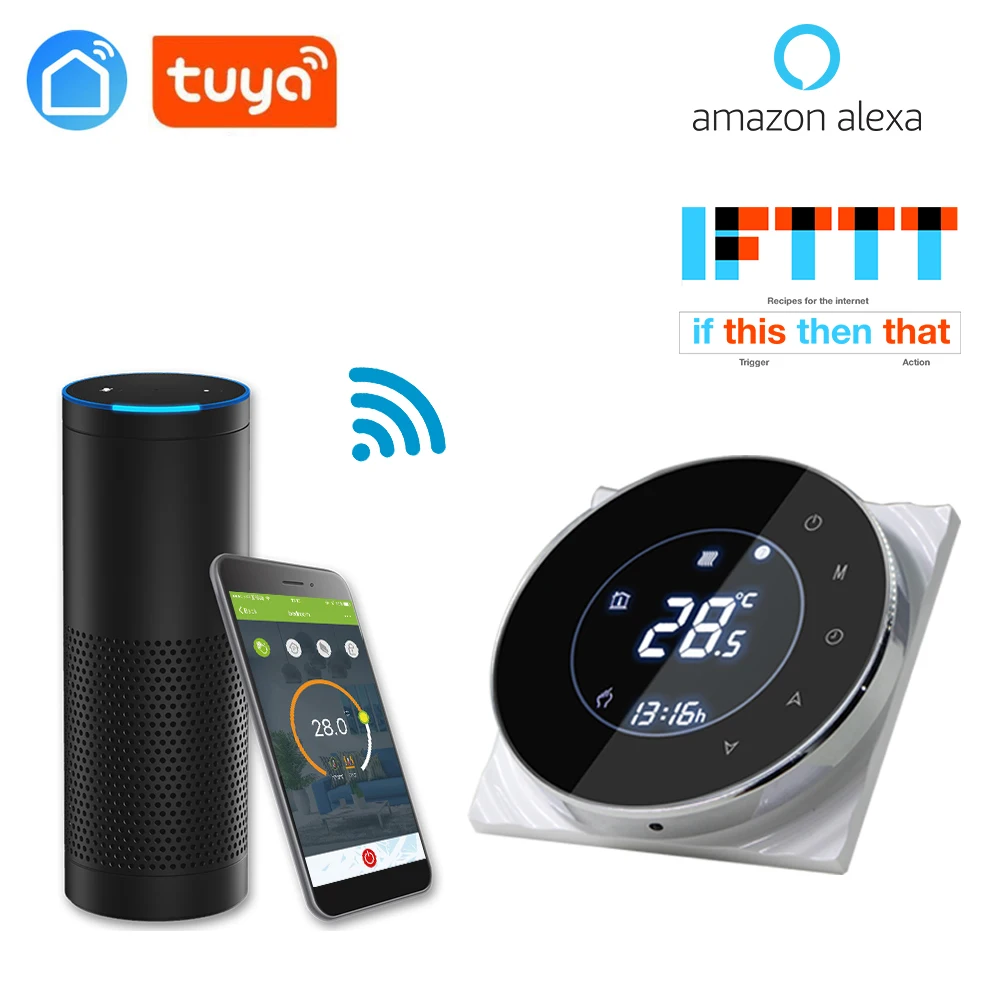 

Tuya app WiFi intelligent thermostat temperature controller for electric floor heating with Alexa Google Home