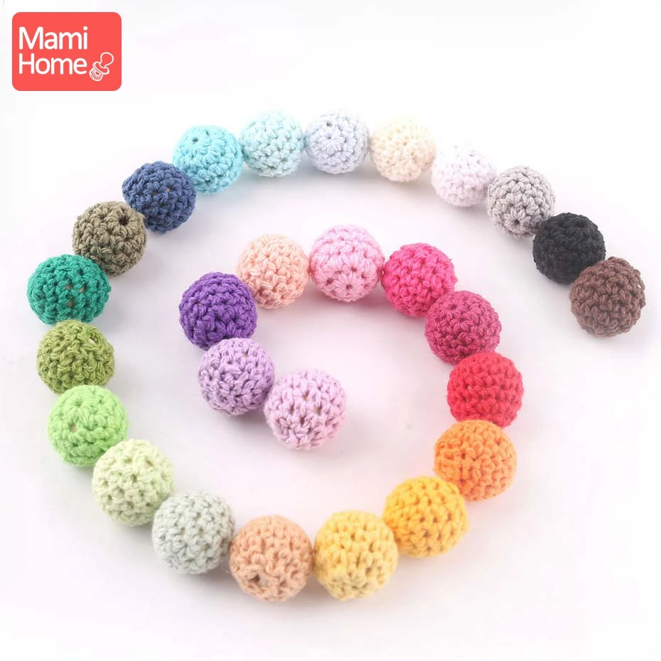 Mamihome 16mm 10PC Crochet Beads Wooden Teether Cotton Thread For DIY Making Necklace Bracelet Wooden Blank Children'S Goods Toy