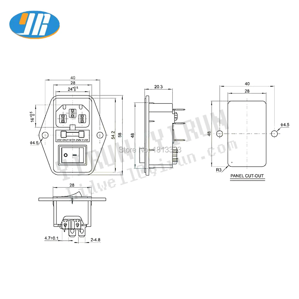 EPLZON Interrupteur D'Alimentation 10A 250V Avec Fusible Pour Imprimante 3D - Prise IEC320 C14 + Câble 18 AWG