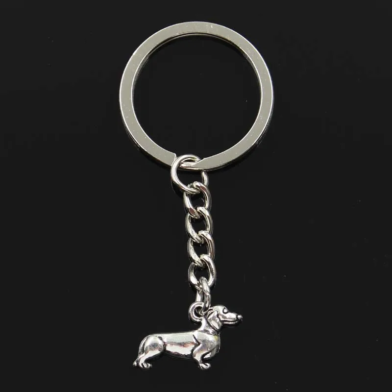 New Keychain 20x15mm Dog Dachshund Pendants DIY Men Car Key Chain Ring Holder Keyring Souvenir Jewelry Gift