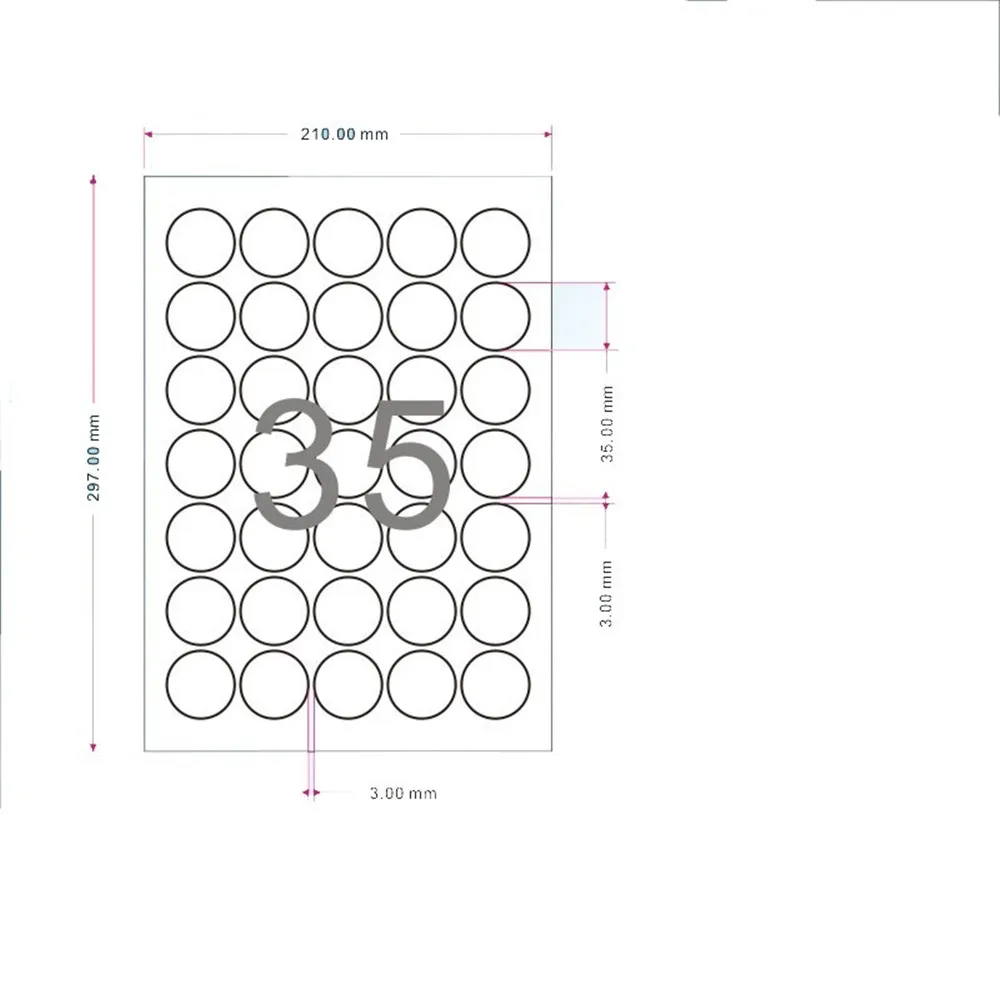 2000Pcs/Lot Diameter 3.5cm Round Label 35Pieces/Sheet For Packaging Label A4 Kraft Paper Self Adhesive Label Print Paper