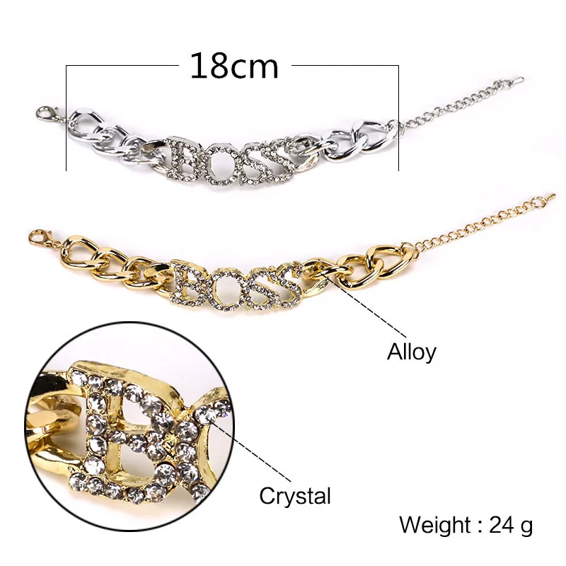 Heeda Bracelets for Women 2019 New Steampunk Alloy Boss Letter Bangle Fashion Kpop Mothers Day Gifts Hot-selling Joker Pulseras