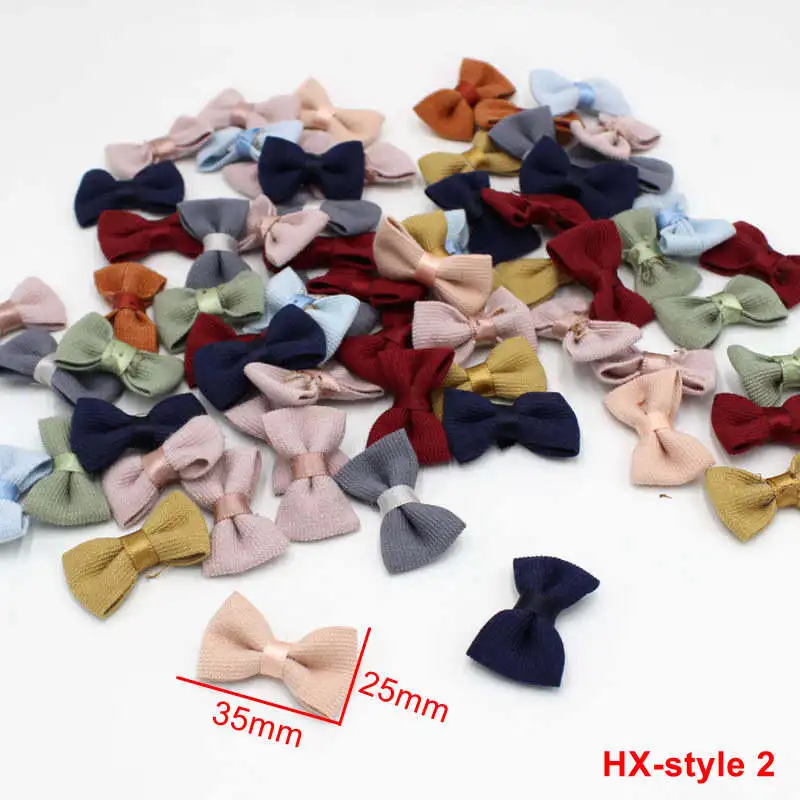 30Pcs/lot Fabric Small Ribbon Bows for DIY Craft Supplie Headwear Garment Doll Toys Applique Accessories Bowknots Wedding Decor