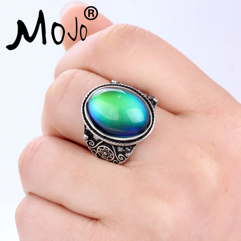 Mojo Vintage Bohemia Retro Color Change Mood Jewelry Emotion Feeling Changeable Temperature Control Ring for Women MJ-RS004