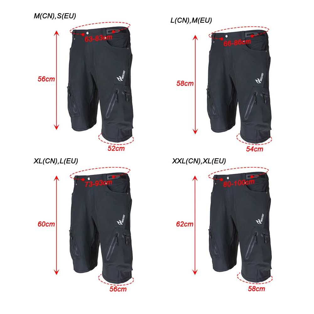 Arsuxeo Bike Short Trousers Baggy Shorts Cycling Loose Fit Summer Outdoor Cycling Running Clothes Bicycle Bike MTB Pants Shorts