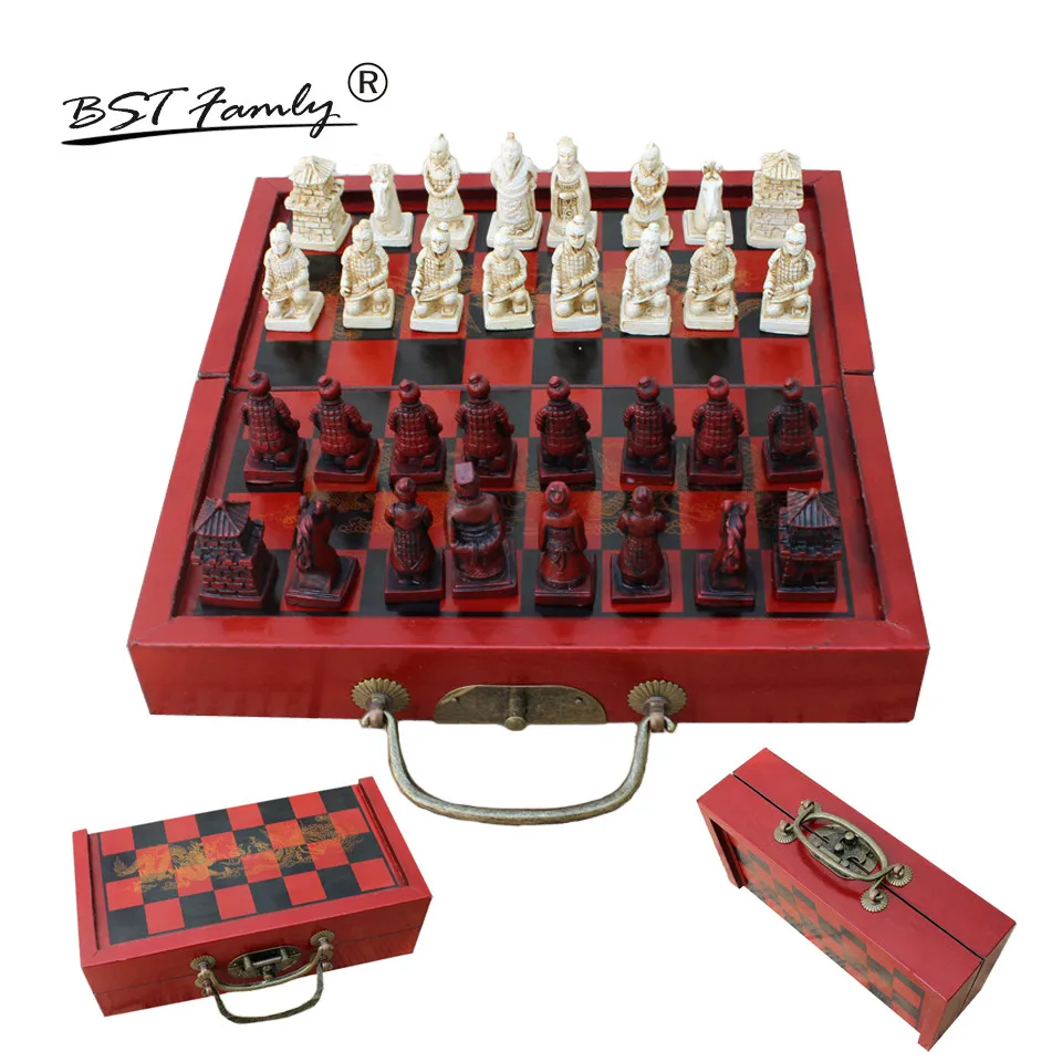 Carving Wooden Chess Game Set Portable Game of International Chess Folding Chessboard Wood Chess Pieces Chessman BSTFAMLY I29