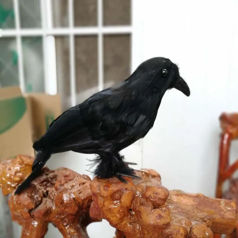 Halloween prop simulation crow bird model about 24cm black crow handicraft prop,home garden decoration gift p0870