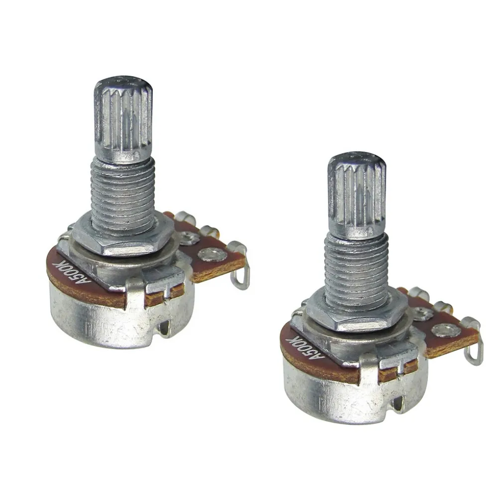 NEW 2pcs Mini Potentiometer A500K Audio Taper Long Shaft Guitar Parts