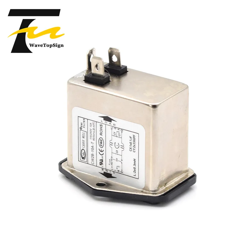 WaveTopSign CANNY WELL Power EMI Filter CW2B-3A 6A 10A-T CANNY WELL EMI с кулисным переключателем + разъем