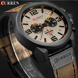 Novo relógio masculino curren marca superior de luxo relógios quartzo masculino couro militar data esporte relógios relogio masculino