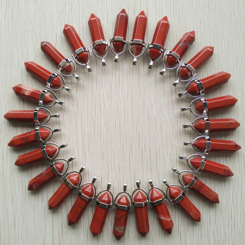 

Wholesale 24pcs/lot fashion natural red stone pillar point Chakra charms pendant for jewelry making free shipping