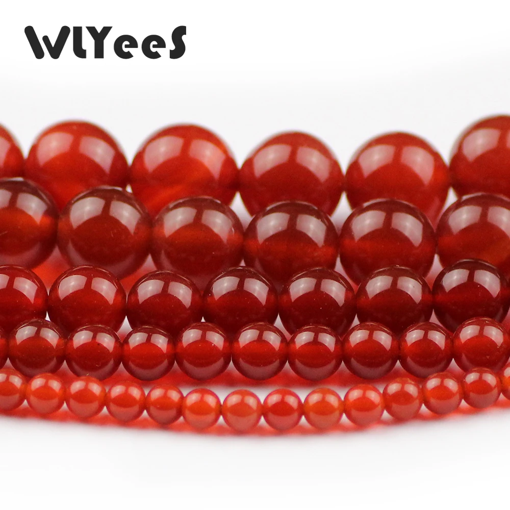 WLYeeS AAA Red carnelian Natural stone beads Round Ball 4-12mm loose beads Jewelry bracelet Necklace Making DIY Accessories 15\