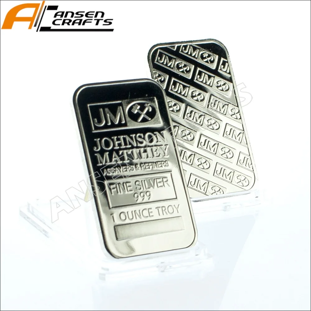 

3 Pcs/Lot 1 Ounce Troy Johnson Matthey Fine Silver Plated USA Bullion Ingot Bar