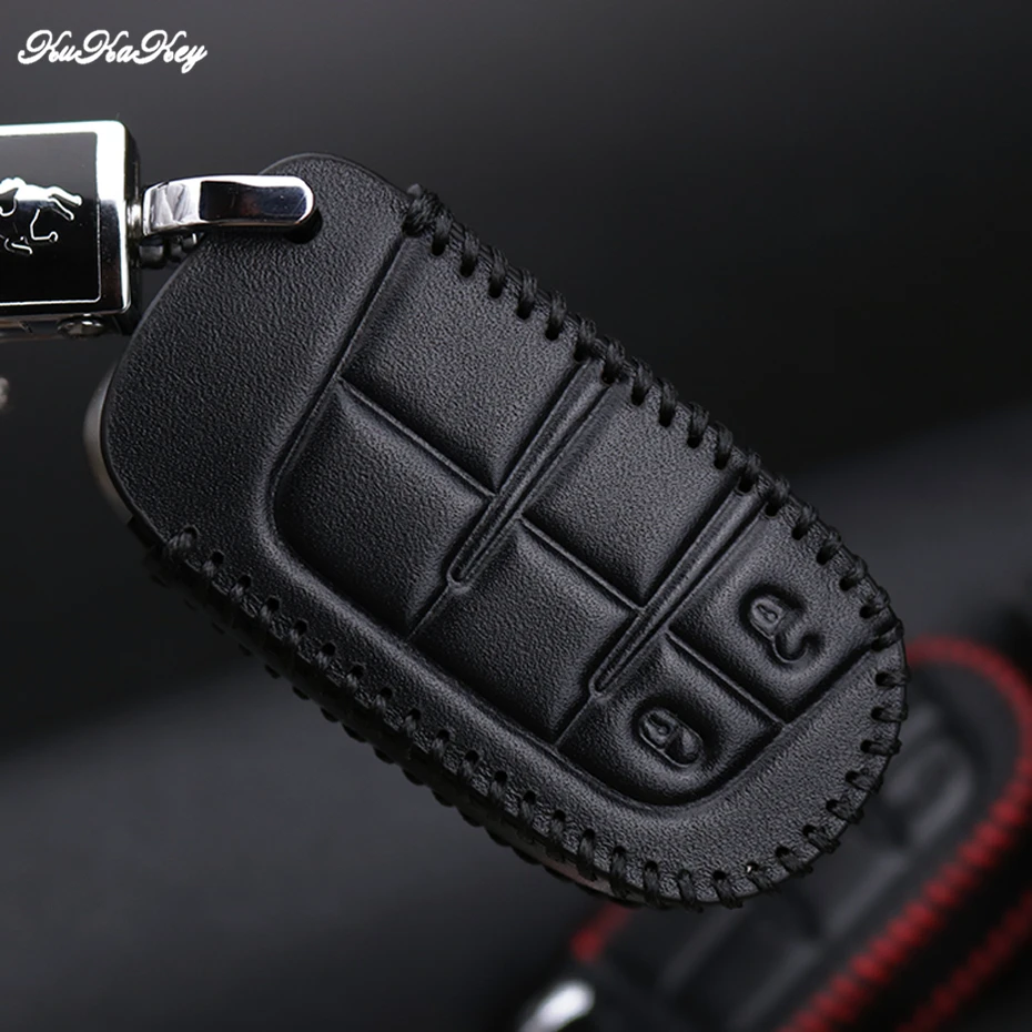 Leather Car Key Case Cover For Jeep Wrangler Patriot Grand Cherokee Compass Liberty Protection Key Shell Bag Only case For Jeep