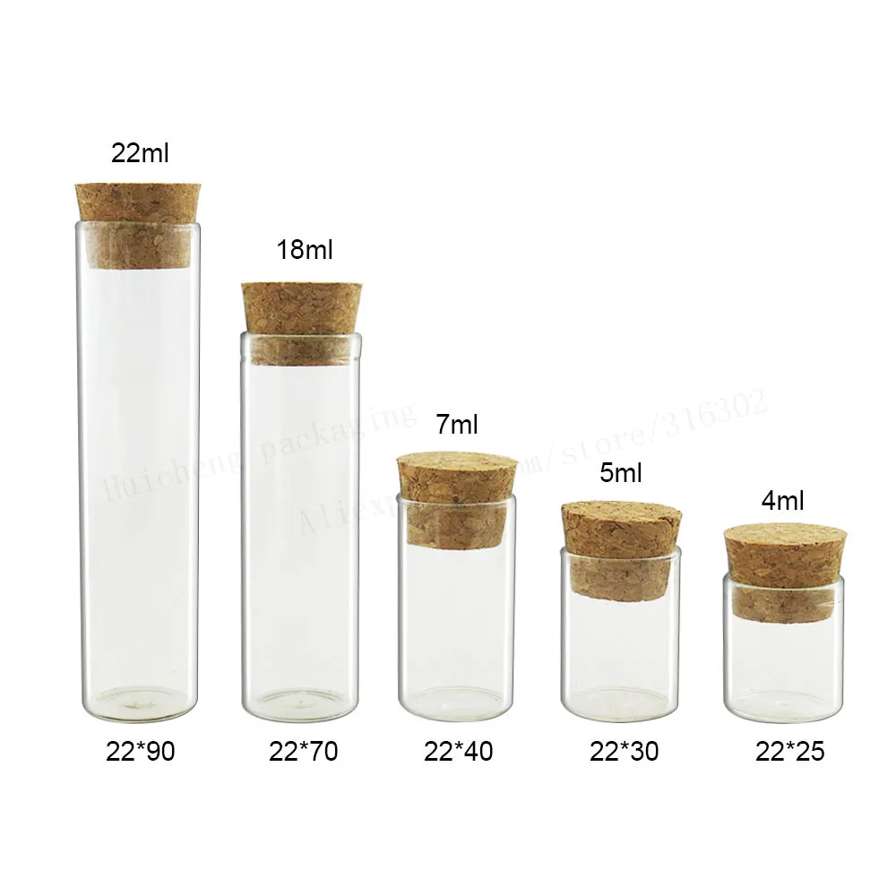 

50 X 4ML 5ML 7ML 18ML 22ML Glass Tube With Cork Small Tube Glass Bottle Cork Stoppered Vials for Jewelry,beads Display
