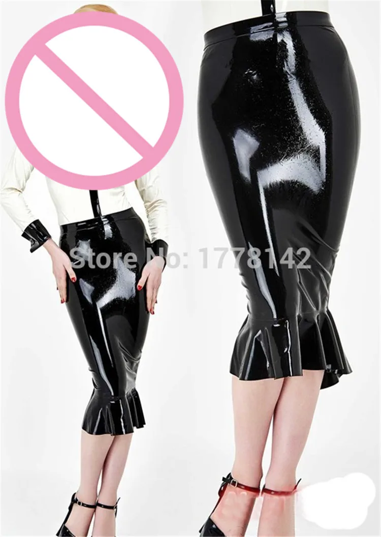 

Latex Skirt Women's Black Latex Skirt Rubber Mermaid Office Skirt