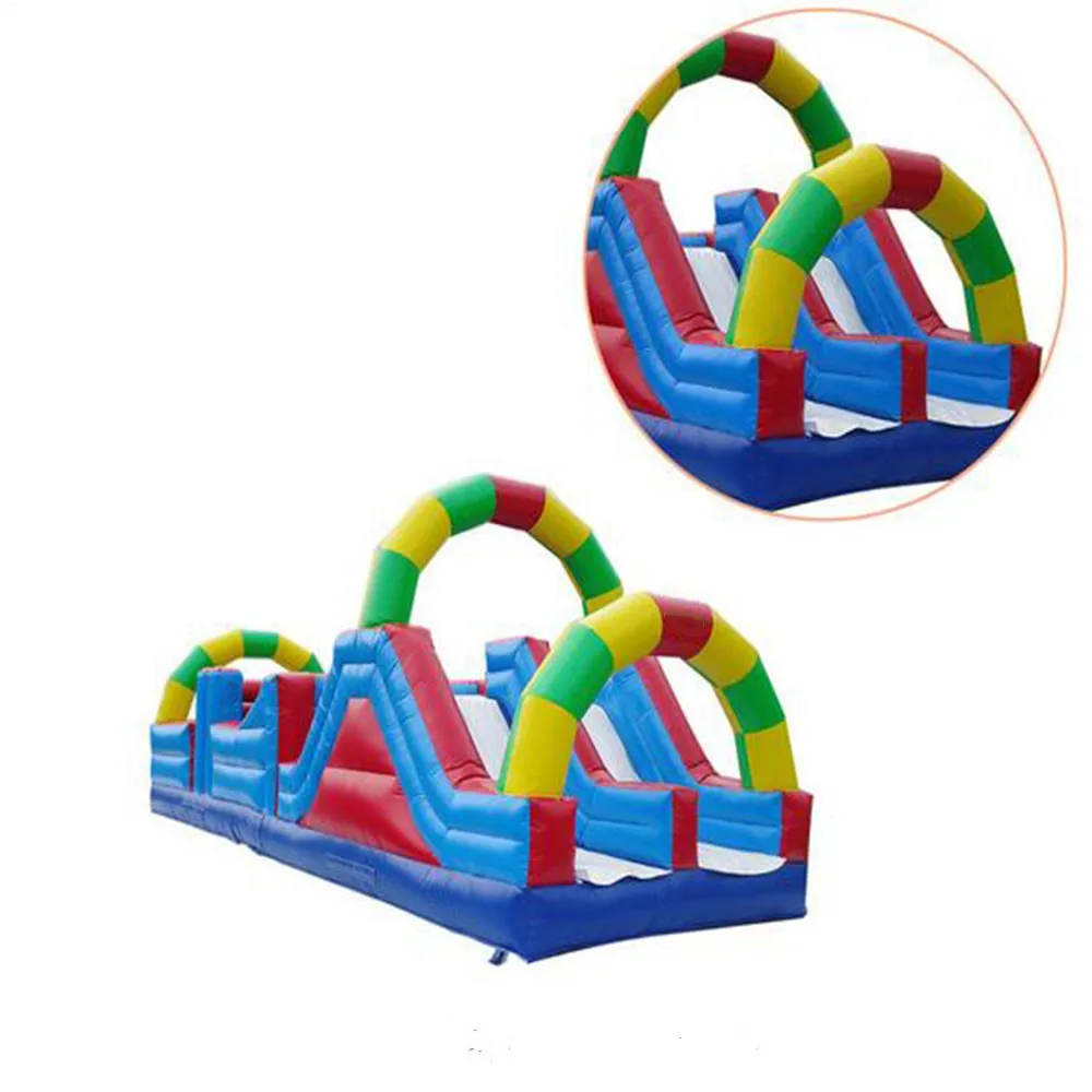 Large inflatable obstacle slide made of environmentally friendly PVC material, suitable for family outdoor entertainment, fast i