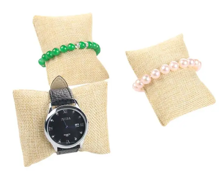 

Hot selling 20PCS/lot Jewelry Displays Rack Jute Bracelet Display Fabric Sackcloth Bracelet Watch Waistwatch Pillows Wholesale