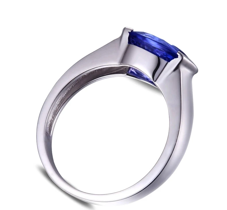 CaiMao 18KT/750 White Gold 3.01 ct Natural IF Blue Tanzanite AAA Engagement Gemstone Ring Jewelry