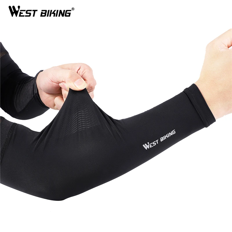 WEST BIKING Summer Cycling Arm Warmers Breathable UV Protection Running Fitness Basketball Hiking Bicycle Arm Sleeves 1 Pair