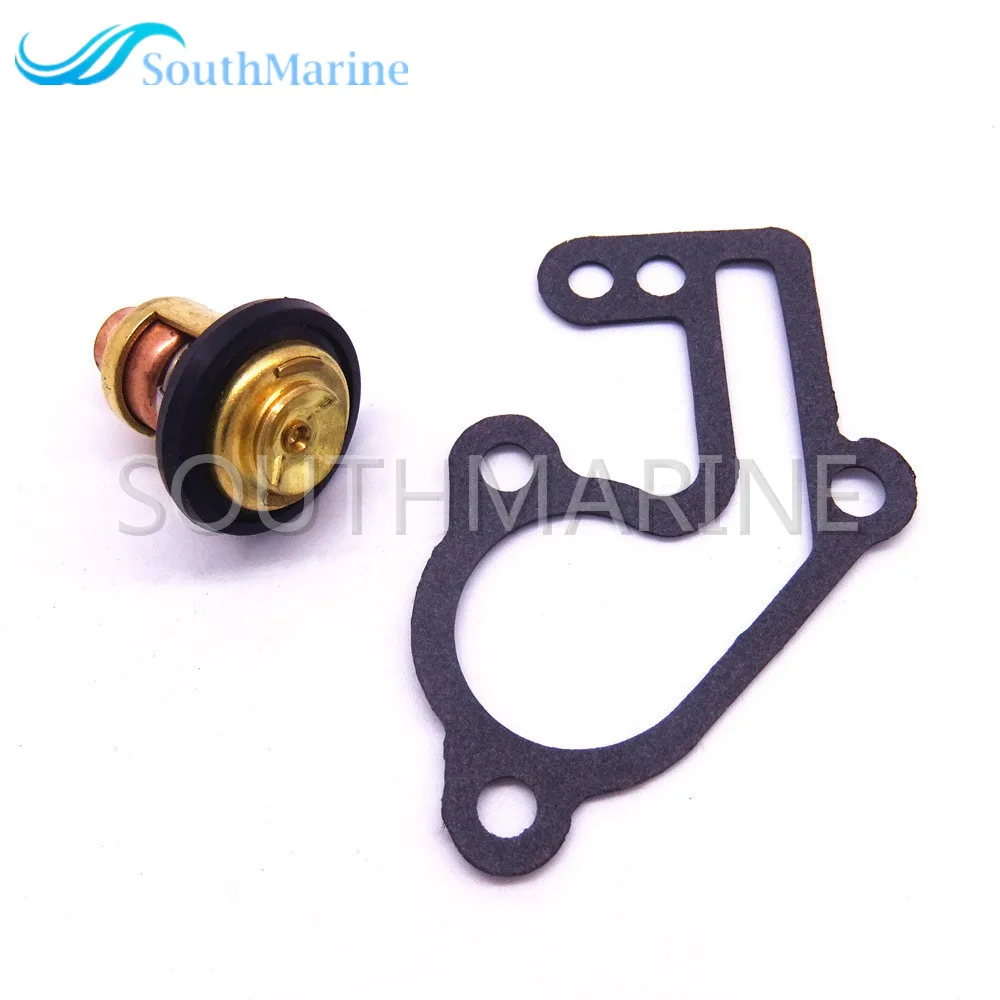 Boat Engine 6E5-12411-00 6E5-12411-02 Thermostat and 682-12414-A1 Gasket for Yamaha 9.9hp 15hp 2-Stroke E9.9B E15B 9.9C Outboard