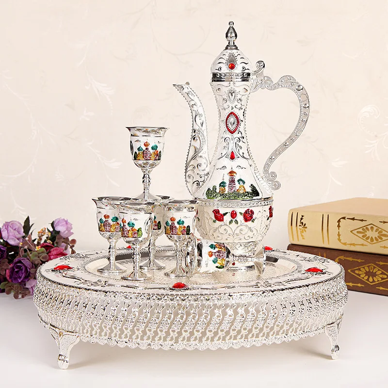 Russian European Style Wine Cup, Liquor Pot, Liquor Set, Creative Alloy Old Wine Pot, Liquor Cup Gift Set