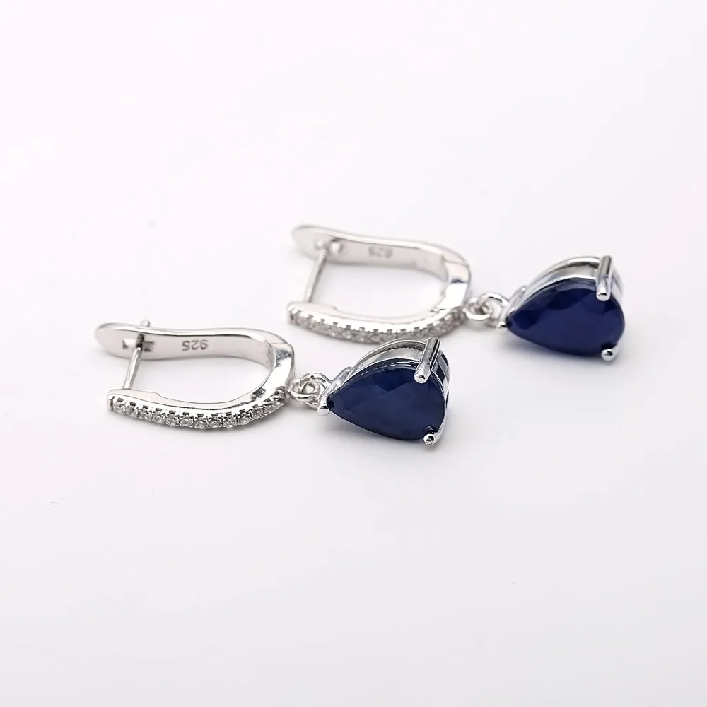 Gem\'s Ballet 5.05Ct Natural Blue Sapphire Gemstone Drop Earrings 925 Sterling Silver Fine Jewelry For Women Wedding