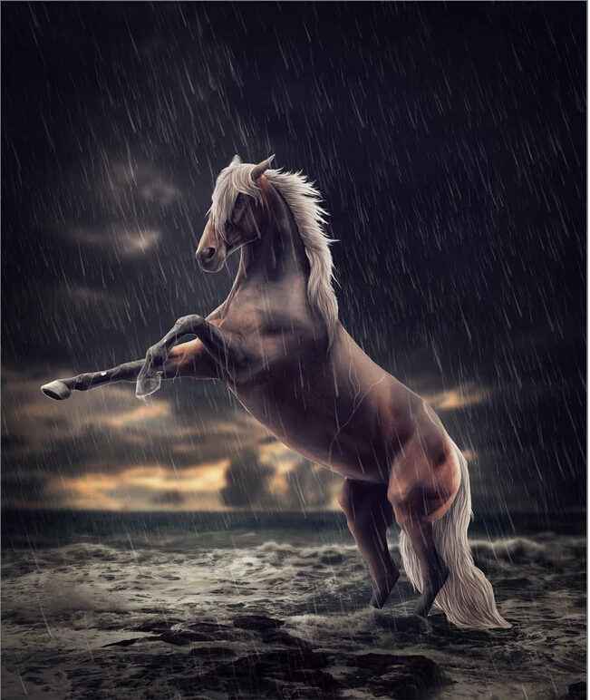 The custom 3D murals, Horse in the rain artistic background ,living room sofa TV wall bedroom wall paper