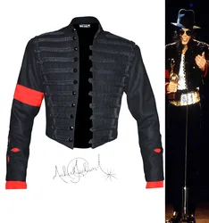 Vintage Michael Jackson Tribute Jacket - Black Wool Military Style Coat for MJ Impersonators, Halloween & Stage Performances