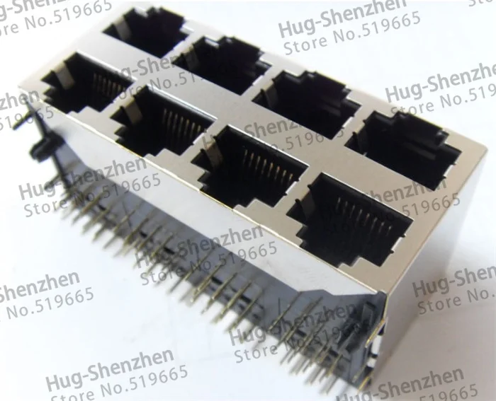 High Quality new Ethernet port socket RJ 45 2x4 8p 8 core 8P8C internet access socket RJ45 Connector 5pcs/lot