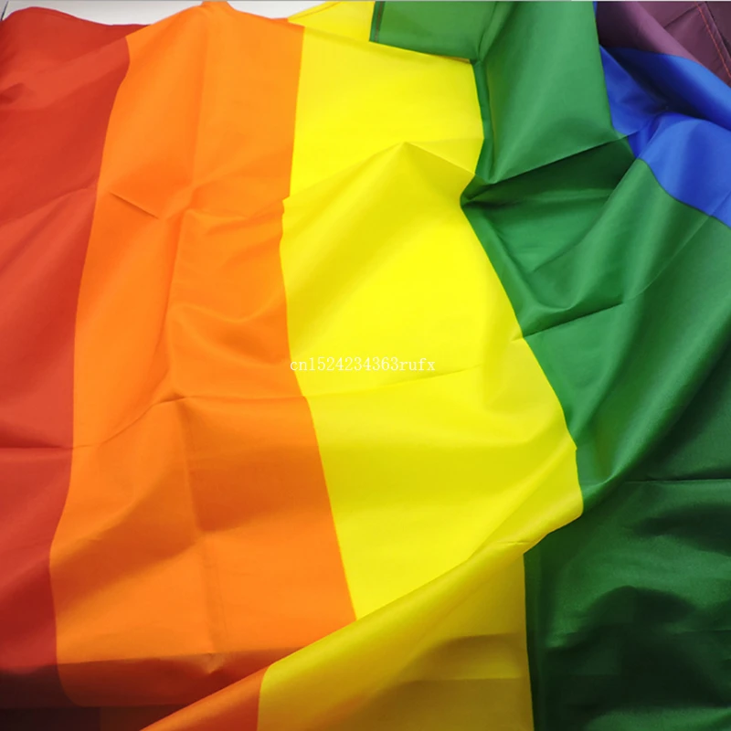 100PCS Rainbow Flags Lesbian Gay Parade Banners LGBT Pride Flag Polyester Colorful Rainbow Flag for Decoration 3x5FT 90x150cm