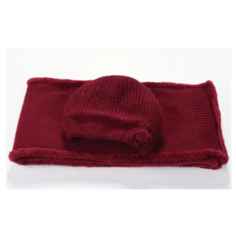 Middle Aged Old Male Beanies Hat Woman Winter Plus Velvet Knitting Cap Mother Birthday Present Comfortable Soft Lady Scarf H7163