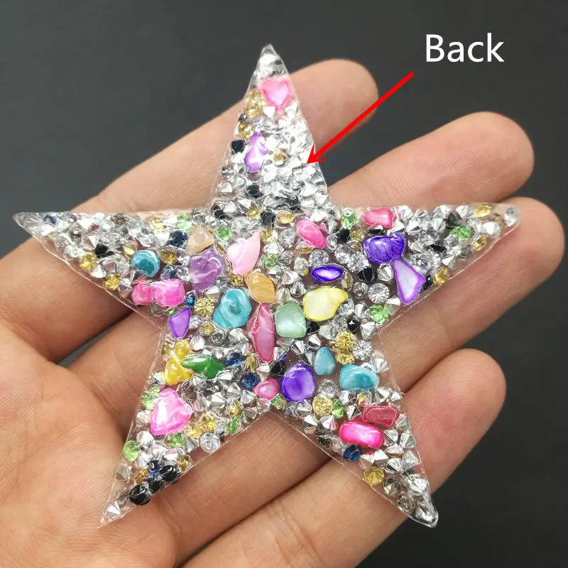 8cm Star rhinestone applique patches strass motifs crystal stones appliques iron patch for toppe