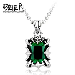 BEIER  New Stainless Steel Cool Fashion Unique with 3colour stone Pedant necklace High Quality fashion jewelry for  man BP8-103