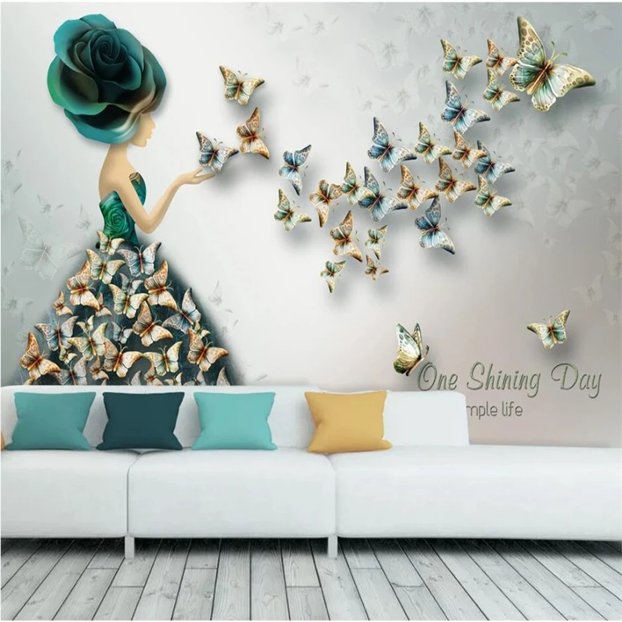 

beibehang Custom wallpaper 3d murals stereo relief butterfly ballet dancer European retro TV background wall paper papier peint