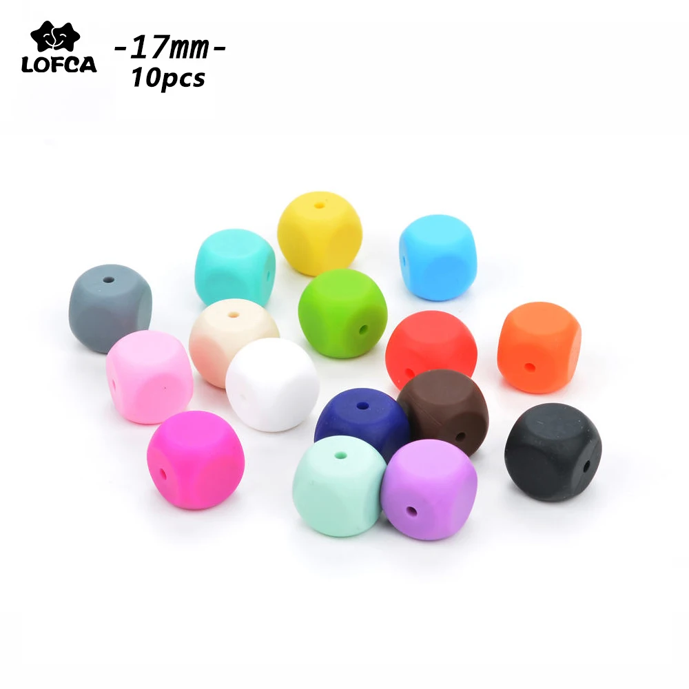 LOFCA 10pcs/lot Dice Loose Silicone Beads For making Necklace Bracelets Keychain Jewelry accessories