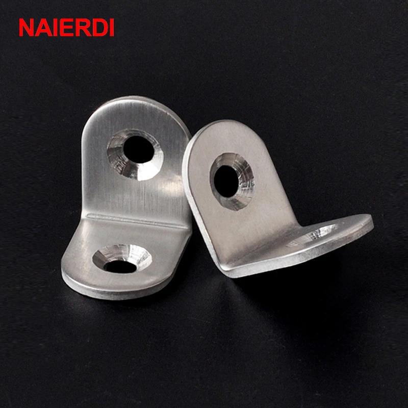 10PCS NAIERDI Angle Stainless Steel Corner Brackets Fasteners Protector Seven Size Corner Stand Supporting Furniture Hardware