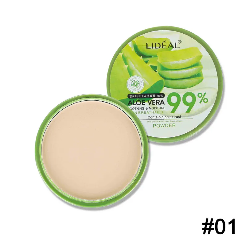 Natural Aloe Vera Face Powder Moisturizing Smooth Foundation Pressed Powder Makeup Concealer Pores Cover Brighten Powder Matte