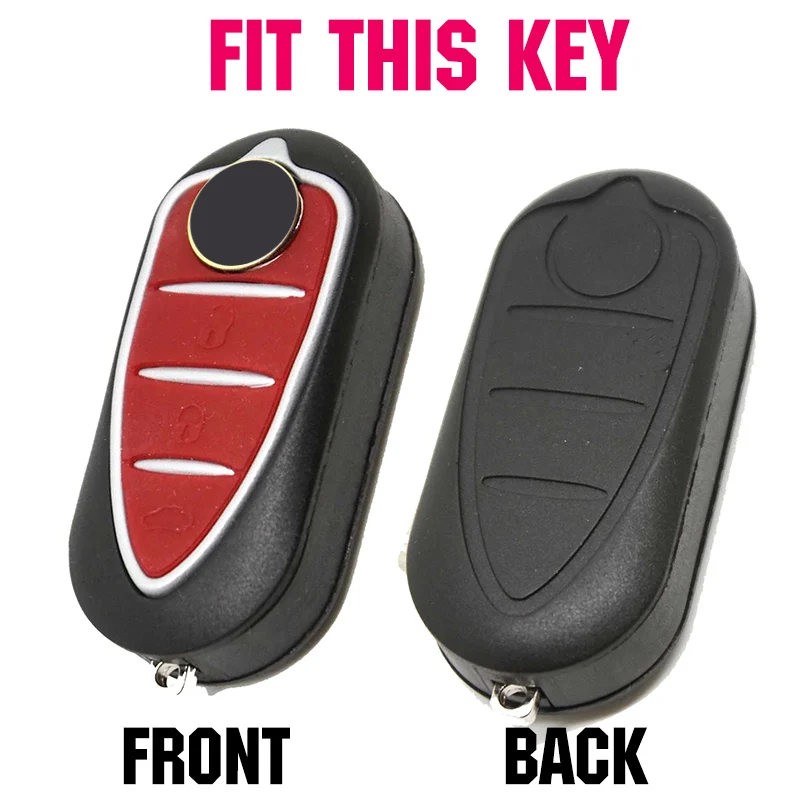 Silicone Key Case Cover For Alfa Romeo Mito Giulietta Brera 4C 159 GTA Keyless Fob Shell Skin Keyring Key Chain Holder Protector