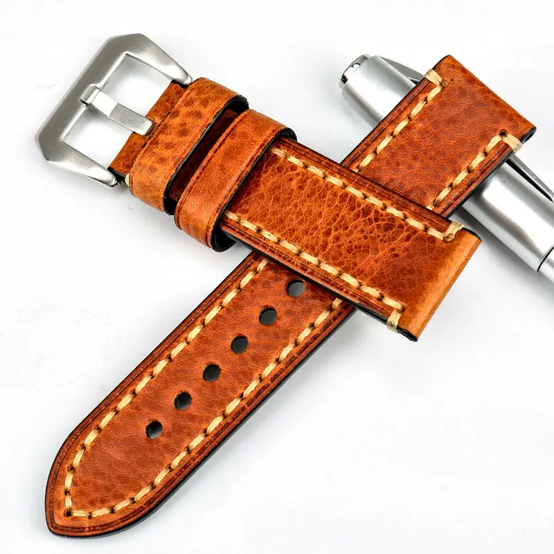 MAIKES Watch accessories Italian cow leather watch band 20mm 22mm 24mm 26mm watchbands men watch strap for Panerai