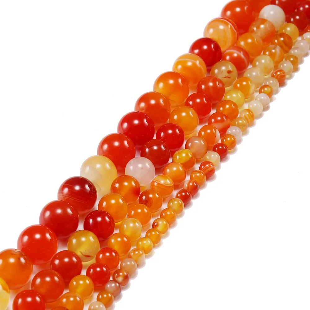 4/6/8/10/12mm Natural Orange Banded Agat Natural Stone Round Beads For Jewelry Making DIY Bracelet Necklace Earring 1strand/lot image 3