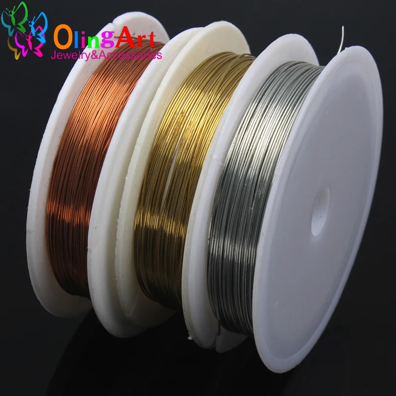 OlingArt 0.3MM 3roll/lot Silver Golden Copper plated Beading wire Accessories DIY Bracelet choker necklace Jewelry making 2019