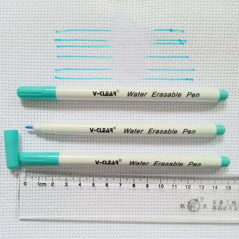 

VCLEAR Blue Water Erasable Pen 3 Pcs Water Soluble Marker Pen For Cross Stitch Erasable Fabric Paint Marker Tools For Patchwork