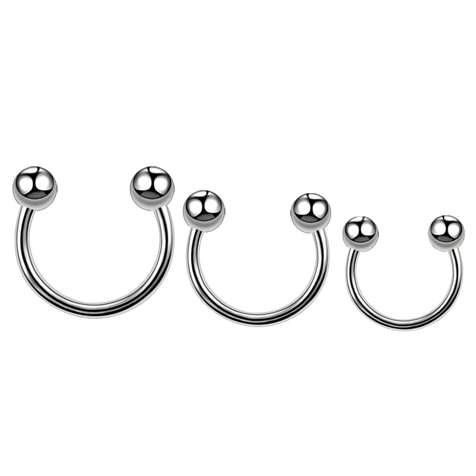 1PC G23 Titanium Colorful Horseshoe Spike&Ball Nose Septum Rings Eyebrow Ear Tragus Rings Piercing Nariz Nose Ring Body Jewelry